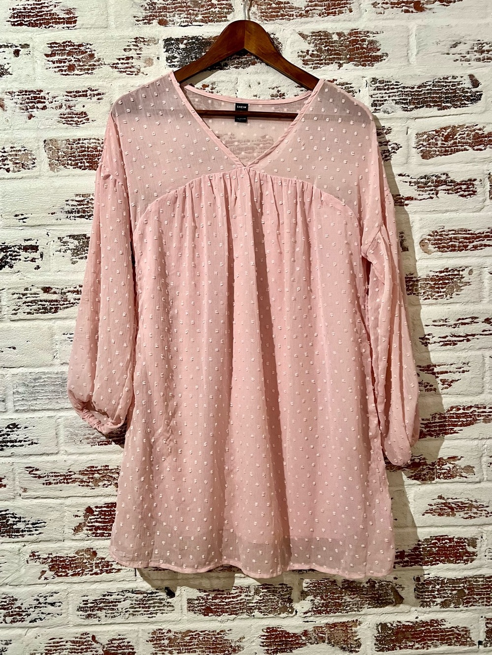 Women’s Swiss Dot Babydoll Dress Lined Short Sleeve Flowy Mini Summer Sheer S